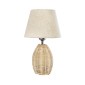 GloboStar® HASUMI 01956 Boho Επιτραπέζιο Φωτιστικό Πορτατίφ Μονόφωτο 1 x E27 AC220-240V IP20 - Φ23 x Υ40cm - Μπεζ Ξύλινο Ρατάν Πλέγμα με Μπεζ Καπέλο