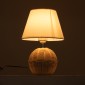 GloboStar® HASUMI 01957 Boho Επιτραπέζιο Φωτιστικό Πορτατίφ Μονόφωτο 1 x E27 AC220-240V IP20 - Φ19 x Υ30cm - Μπεζ Ξύλινο Ρατάν Πλέγμα με Λευκό Καπέλο