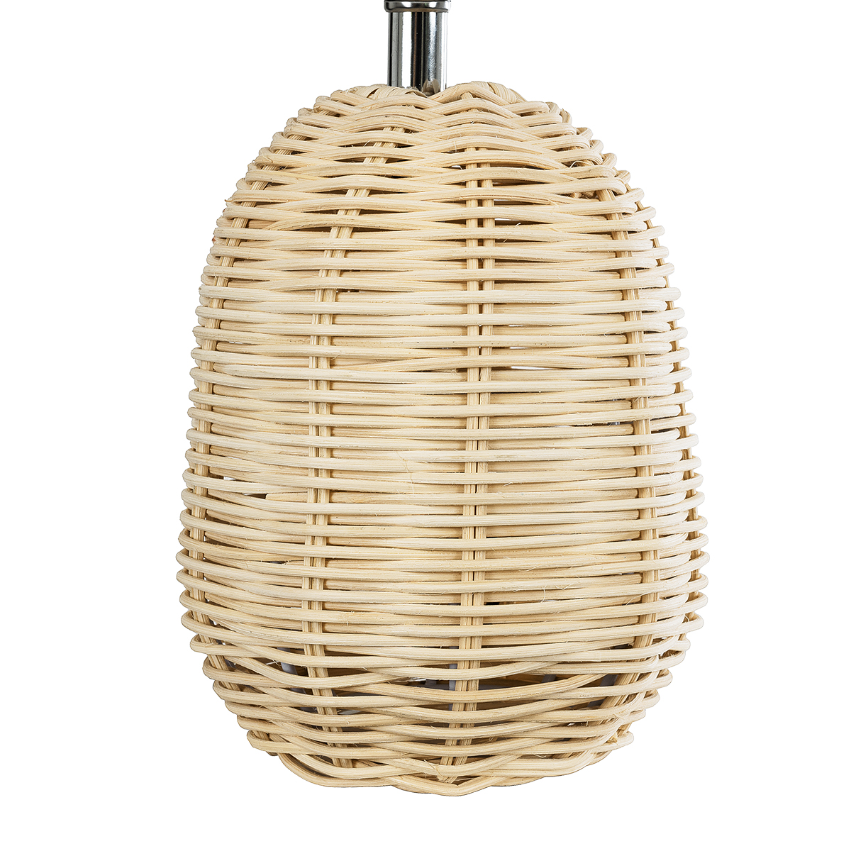 GloboStar® HASUMI 01958 Boho Επιτραπέζιο Φωτιστικό Πορτατίφ Μονόφωτο 1 x E27 AC220-240V IP20 - Φ18 x Υ36cm - Μπεζ Ξύλινο Ρατάν Πλέγμα με Λευκό Καπέλο