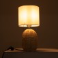 GloboStar® HASUMI 01958 Boho Επιτραπέζιο Φωτιστικό Πορτατίφ Μονόφωτο 1 x E27 AC220-240V IP20 - Φ18 x Υ36cm - Μπεζ Ξύλινο Ρατάν Πλέγμα με Λευκό Καπέλο