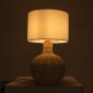 GloboStar® HASUMI 01959 Boho Επιτραπέζιο Φωτιστικό Πορτατίφ Μονόφωτο 1 x E27 AC220-240V IP20 - Φ30 x Υ50cm - Μπεζ Ξύλινο Ρατάν Πλέγμα με Λευκό Καπέλο