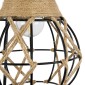 GloboStar® BELLARIVA 01962 Boho Επιτοίχιο Φωτιστικό Απλίκα Μονόφωτο 1 x E27 IP20 Μαύρο Μέταλλο, Μπεζ Σχοινί με Μπεζ Ξύλο - Μ10 x Π26 x Υ40cm