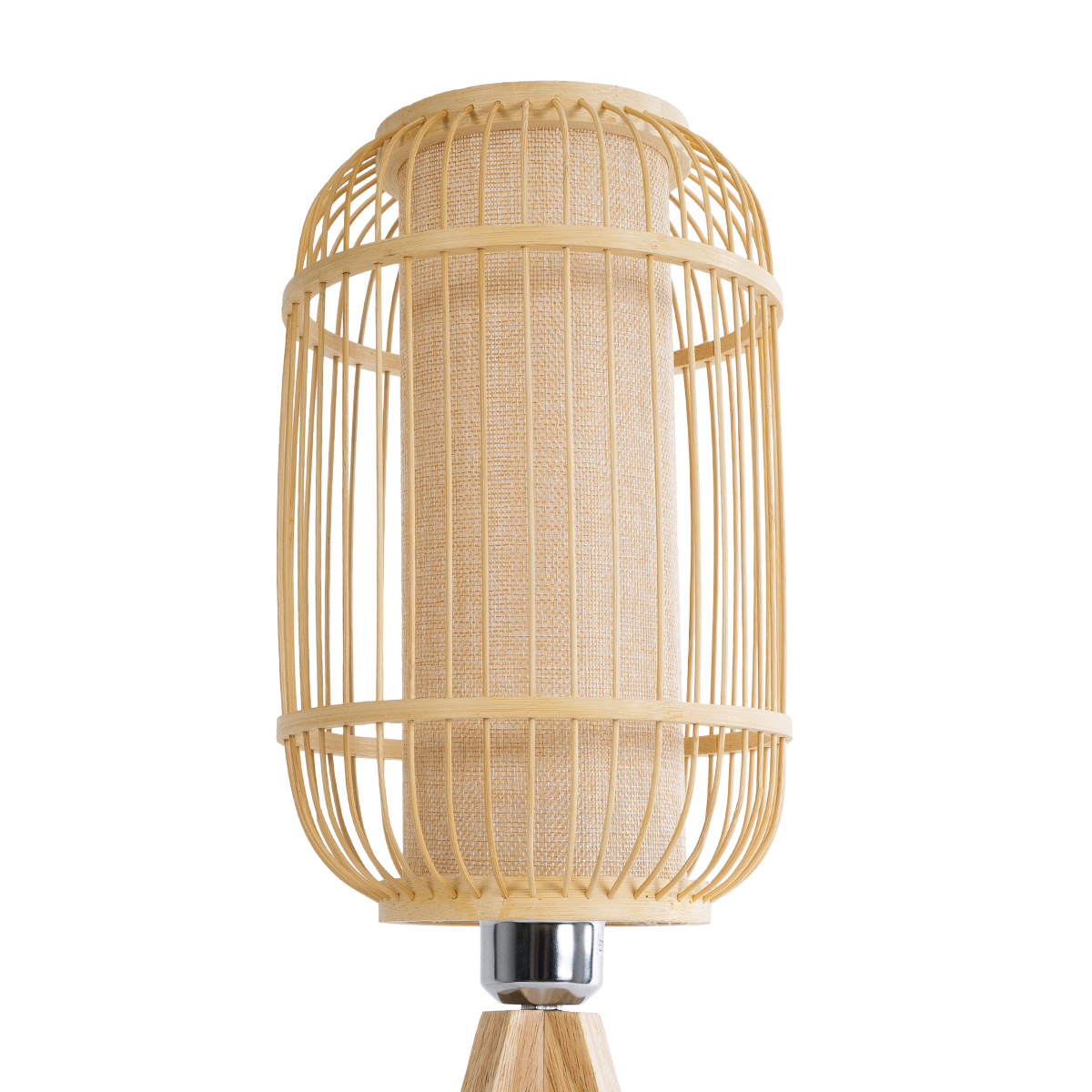 GloboStar® BODHI 01992 Boho Επιτραπέζιο Φωτιστικό Μονόφωτο 1 x E27 AC220-240V IP20 - Φ19 x Υ49cm - Μπεζ Ξύλινο Μπαμπού Πλέγμα