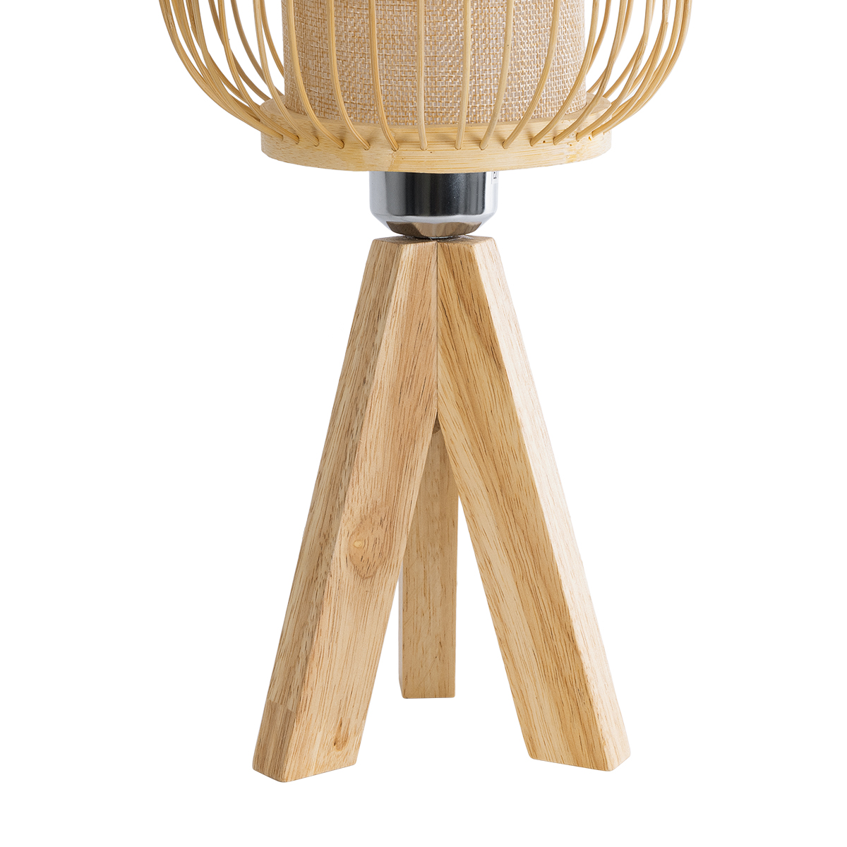GloboStar® BODHI 01992 Boho Επιτραπέζιο Φωτιστικό Μονόφωτο 1 x E27 AC220-240V IP20 - Φ19 x Υ49cm - Μπεζ Ξύλινο Μπαμπού Πλέγμα