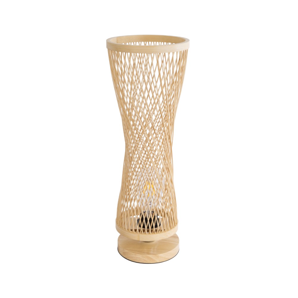 GLOBOSTAR® ROWAN 01994 Boho Επιτραπέζιο Φωτιστικό Πορτατίφ με Ντουί 1 x E27 AC 220-240V IP20 - Μπεζ - Μ17 x Π17 x Υ42cm