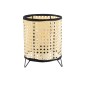 GloboStar® MONTE 01996 Μοντέρνο Επιτραπέζιο Φωτιστικό Πορτατίφ Μονόφωτο 1 x E27 AC220-240V IP20 - Φ16 x Υ22cm - Μαύρο Ύφασμα με Μπεζ Ξύλινο Μπαμπού Πλέγμα