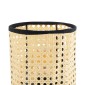 GloboStar® MONTE 01996 Μοντέρνο Επιτραπέζιο Φωτιστικό Πορτατίφ Μονόφωτο 1 x E27 AC220-240V IP20 - Φ16 x Υ22cm - Μαύρο Ύφασμα με Μπεζ Ξύλινο Μπαμπού Πλέγμα