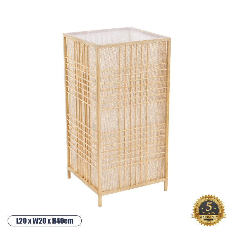GloboStar® JUNIE 01997 Boho Επιτραπέζιο Φωτιστικό Πορτατίφ Μονόφωτο 1 x E27 IP20 Μπεζ Ύφασμα με Μπεζ Ξύλο - Μ20 x Π20 x Υ40cm