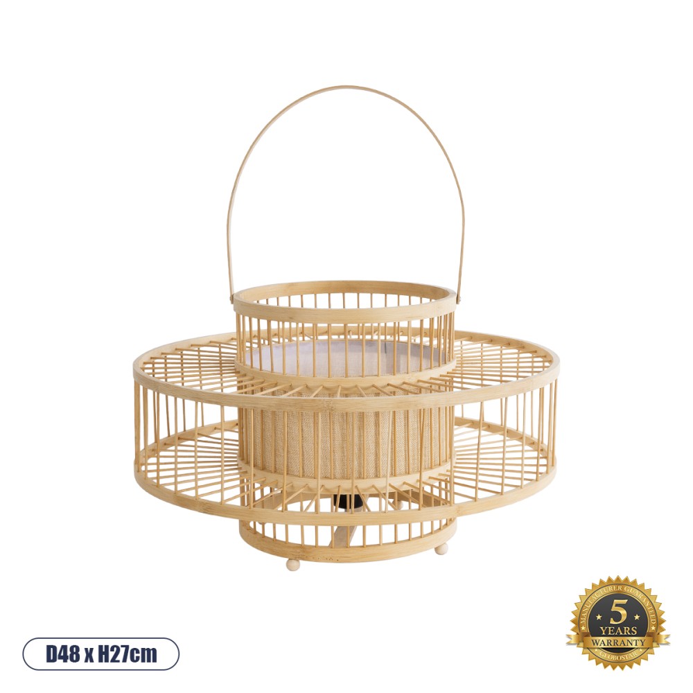 GLOBOSTAR® SORENIA 02003 Boho Επιδαπέδιο Φωτιστικό με Ντουί 1 x E27 AC 220-240V IP20 - Μπεζ - Μ48x Π48 x Υ27cm