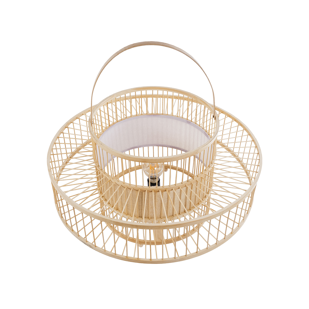 GloboStar® SORENIA 02004 Boho Επιδαπέδιο Φωτιστικό Μονόφωτο 1 x E27 IP20 Μπεζ Ξύλο - Μ60 x Π60 x Υ32cm