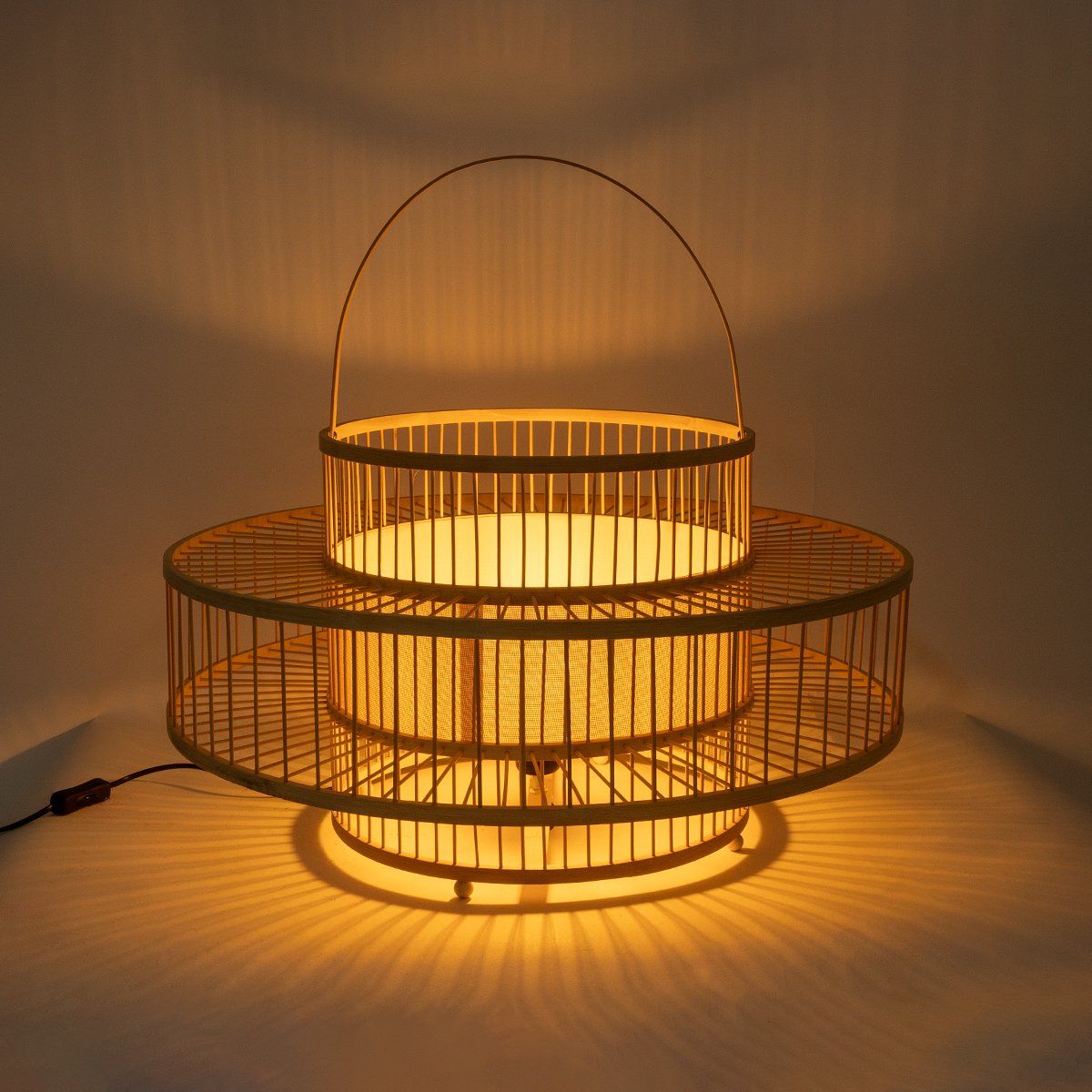 GloboStar® SORENIA 02004 Boho Επιδαπέδιο Φωτιστικό Μονόφωτο 1 x E27 IP20 Μπεζ Ξύλο - Μ60 x Π60 x Υ32cm