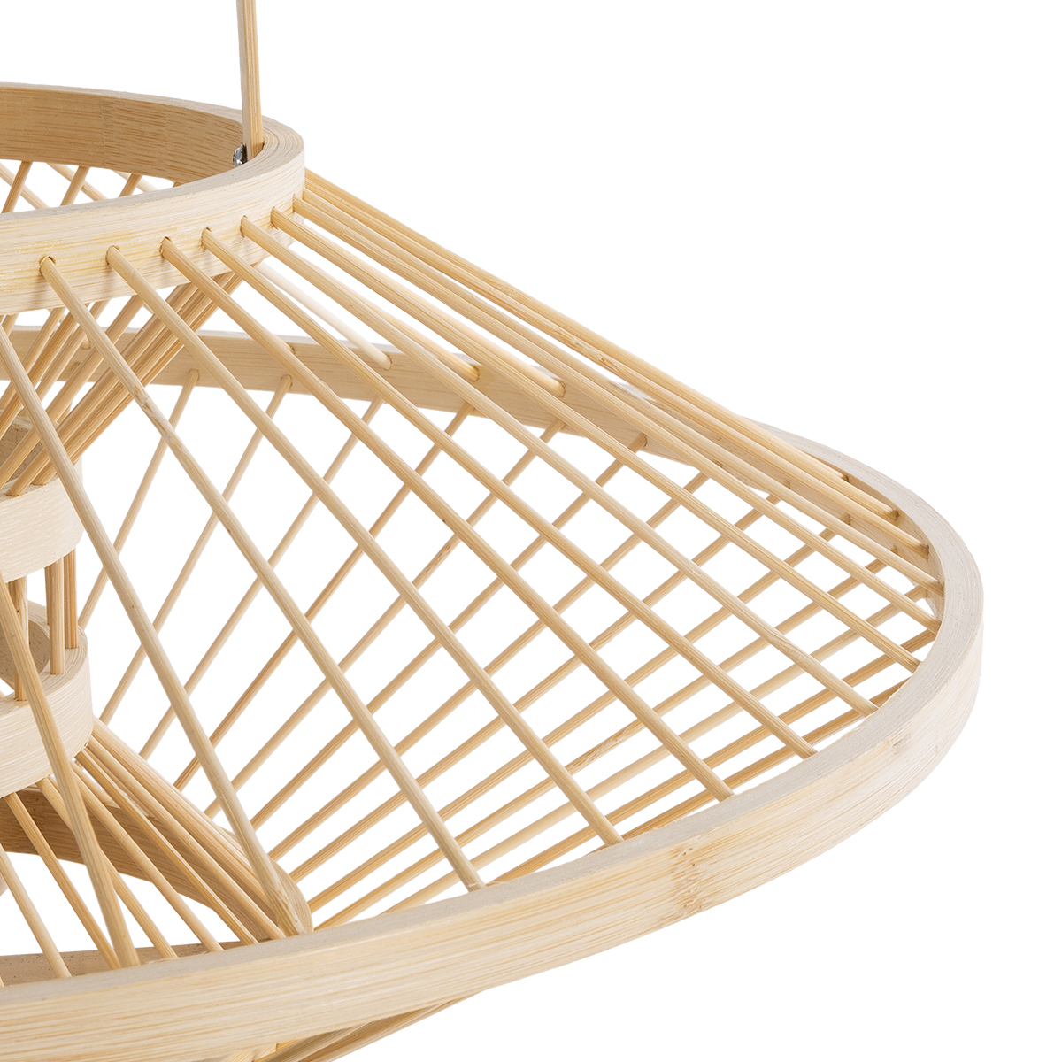 GloboStar® SORENIA 02005 Boho Επιτραπέζιο Φωτιστικό Μονόφωτο 1 x E27 AC220-240V IP20 - Φ50 x Υ18cm - Μπεζ Ξύλινο Μπαμπού Πλέγμα