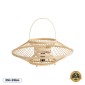 GloboStar® SORENIA 02005 Boho Επιτραπέζιο Φωτιστικό Μονόφωτο 1 x E27 AC220-240V IP20 - Φ50 x Υ18cm - Μπεζ Ξύλινο Μπαμπού Πλέγμα