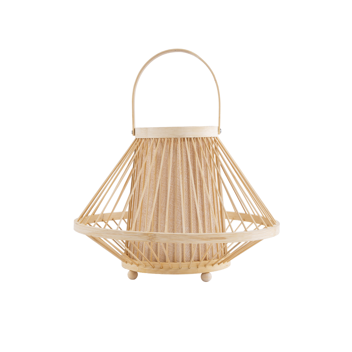 GloboStar® CATHY 02006 Boho Επιτραπέζιο Φωτιστικό Πορτατίφ Μονόφωτο 1 x E27 AC220-240V IP20 - Φ30 x Υ22cm - Μπεζ Ύφασμα με Μπεζ Ξύλινο Μπαμπού Πλέγμα