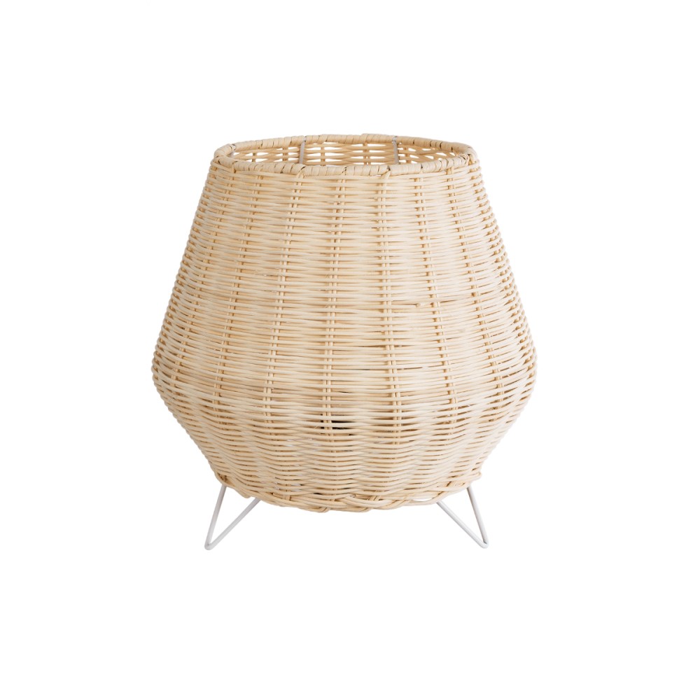 GLOBOSTAR® BOLSON 02010 Boho Επιδαπέδιο Φωτιστικό με Ντουί 1 x E27 AC 220-240V IP20 - Μπεζ & Λευκό - Μ30 x Π30 x Υ30cm