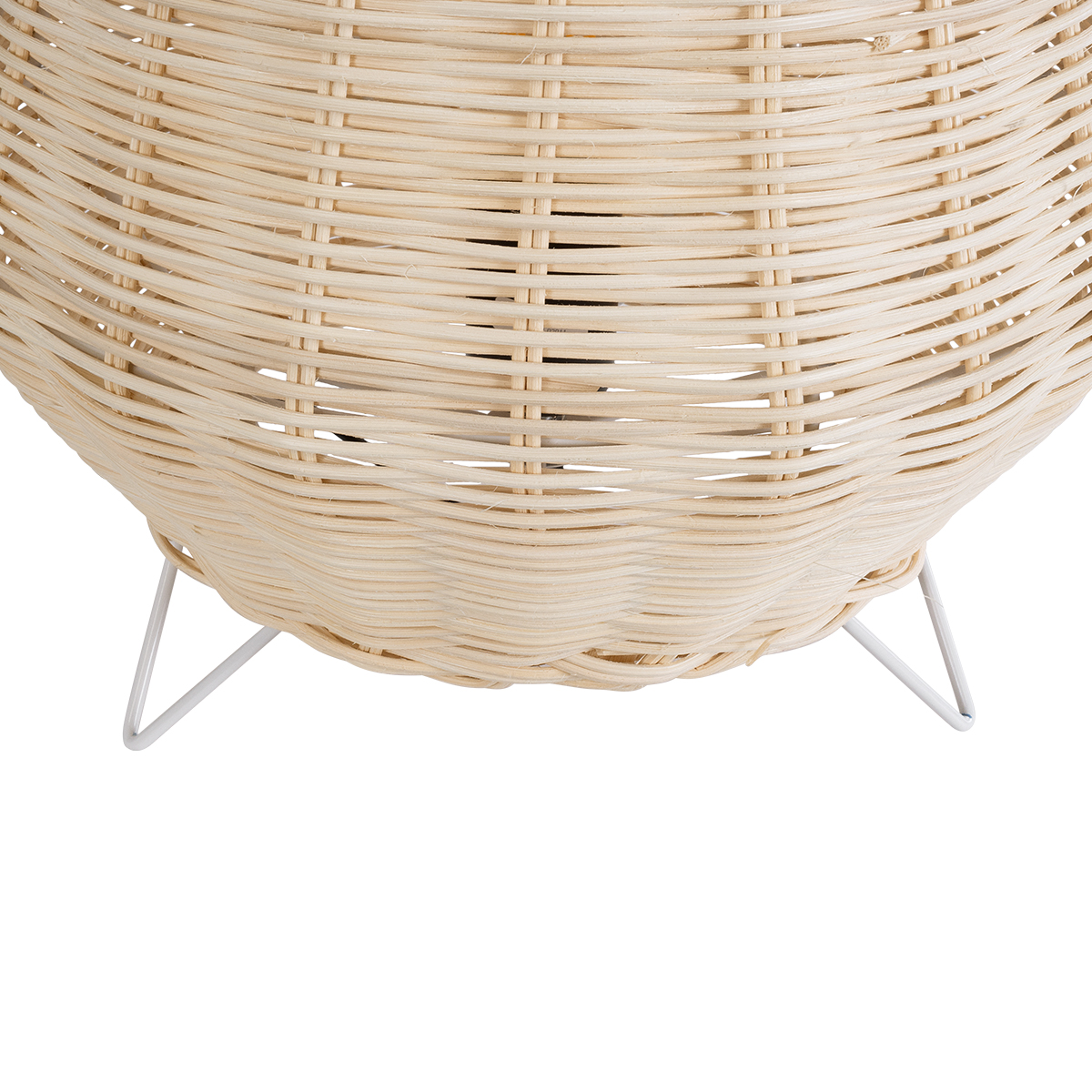 GloboStar® BOLSON 02010 Boho Επιδαπέδιο Φωτιστικό Μονόφωτο 1 x E27 IP20 Μπεζ Ξύλο με Λευκό Μέταλλο - Μ30 x Π30 x Υ30cm