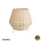 GloboStar® BOLSON 02010 Boho Επιδαπέδιο Φωτιστικό Μονόφωτο 1 x E27 IP20 Μπεζ Ξύλο με Λευκό Μέταλλο - Μ30 x Π30 x Υ30cm