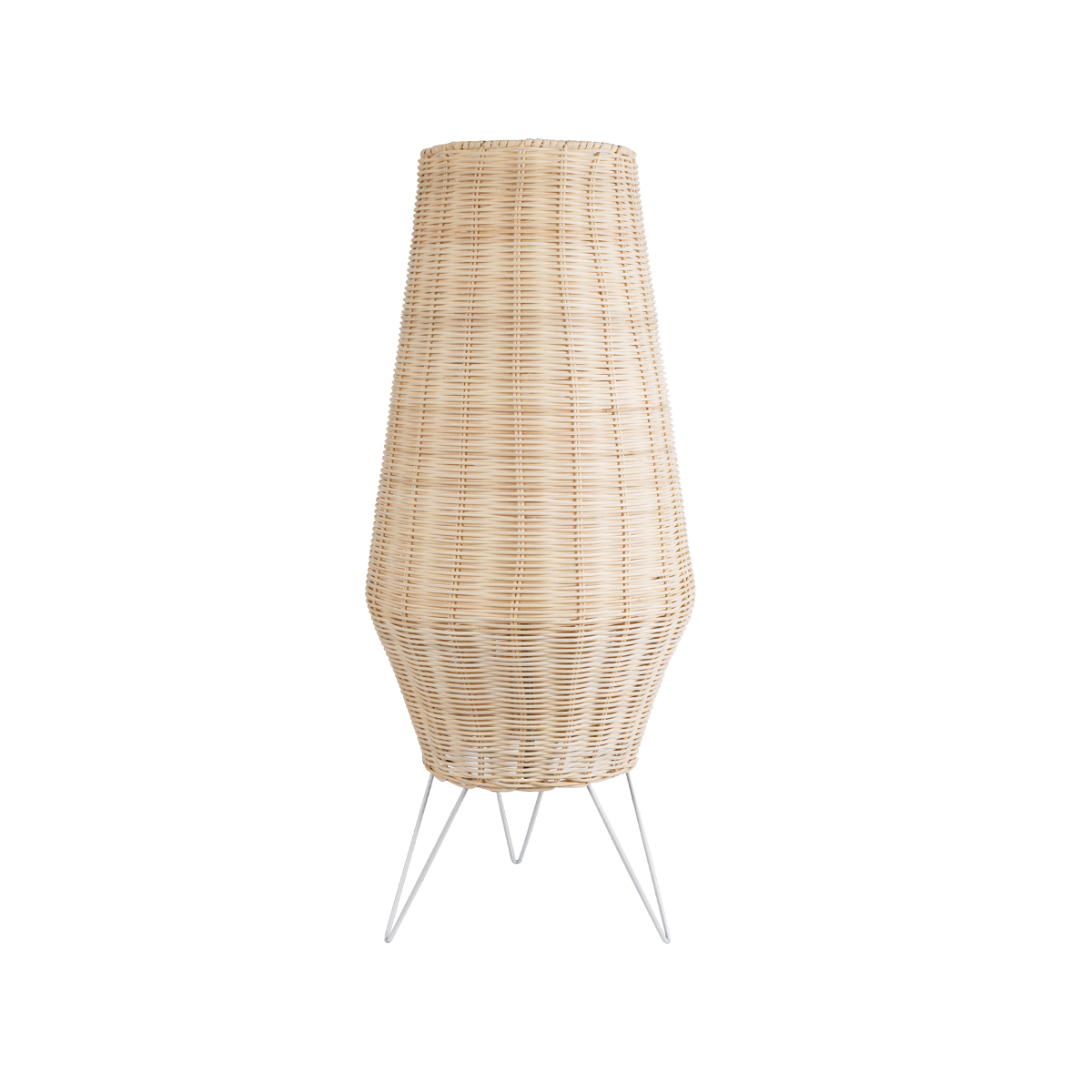 GloboStar® BOLSON 02012 Boho Επιδαπέδιο Φωτιστικό Μονόφωτο 1 x E27 IP20 Μπεζ Ξύλο με Λευκό Μέταλλο - Μ30 x Π30 x Υ70cm