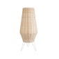 GloboStar® BOLSON 02012 Boho Επιδαπέδιο Φωτιστικό Μονόφωτο 1 x E27 IP20 Μπεζ Ξύλο με Λευκό Μέταλλο - Μ30 x Π30 x Υ70cm