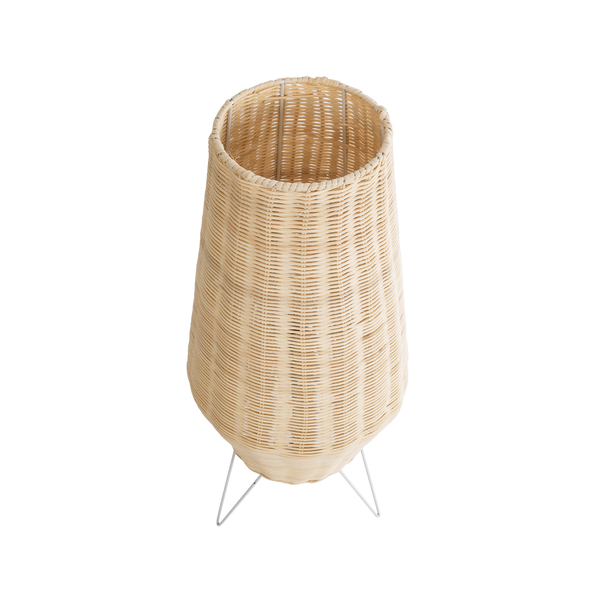 GloboStar® BOLSON 02012 Boho Επιδαπέδιο Φωτιστικό Μονόφωτο 1 x E27 IP20 Μπεζ Ξύλο με Λευκό Μέταλλο - Μ30 x Π30 x Υ70cm