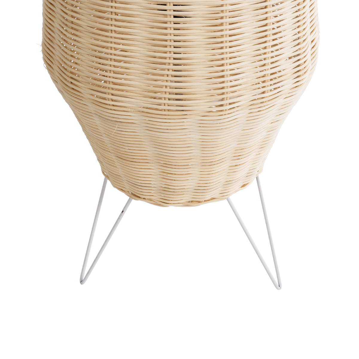 GloboStar® BOLSON 02012 Boho Επιδαπέδιο Φωτιστικό Μονόφωτο 1 x E27 IP20 Μπεζ Ξύλο με Λευκό Μέταλλο - Μ30 x Π30 x Υ70cm