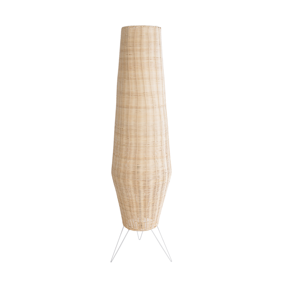 GloboStar® BOLSON 02013 Boho Επιδαπέδιο Φωτιστικό Μονόφωτο 1 x E27 IP20 Μπεζ Ξύλο με Λευκό Μέταλλο - Μ30 x Π30 x Υ120cm