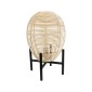 GloboStar® NERINA 02014 Boho Επιτραπέζιο Φωτιστικό Πορτατίφ Μονόφωτο 1 x E27 AC220-240V IP20 - Φ30 x Υ50cm - Μαύρο Μεταλλικό με Μπεζ Ρατάν Καπέλο Πλέγμα