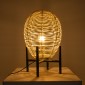 GloboStar® NERINA 02014 Boho Επιτραπέζιο Φωτιστικό Πορτατίφ Μονόφωτο 1 x E27 AC220-240V IP20 - Φ30 x Υ50cm - Μαύρο Μεταλλικό με Μπεζ Ρατάν Καπέλο Πλέγμα