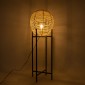 GloboStar® NERINA 02015 Boho Επιδαπέδιο Φωτιστικό Μονόφωτο 1 x E27 IP20 Μαύρο Μέταλλο με Μπεζ Ξύλο - Μ40 x Π40 x Υ115cm