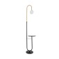 GloboStar® CORDELIA 02024 Μοντέρνο Επιδαπέδιο Φωτιστικό Μονόφωτο 1 x E27 IP20 Μαύρο & Χρυσό Αλουμίνιο, Λευκό Γυαλί με Μαύρο Μάρμαρο - Μ30 x Π38 x Υ180cm