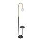 GloboStar® CORDELIA 02024 Μοντέρνο Επιδαπέδιο Φωτιστικό Μονόφωτο 1 x E27 IP20 Μαύρο & Χρυσό Αλουμίνιο, Λευκό Γυαλί με Μαύρο Μάρμαρο - Μ30 x Π38 x Υ180cm