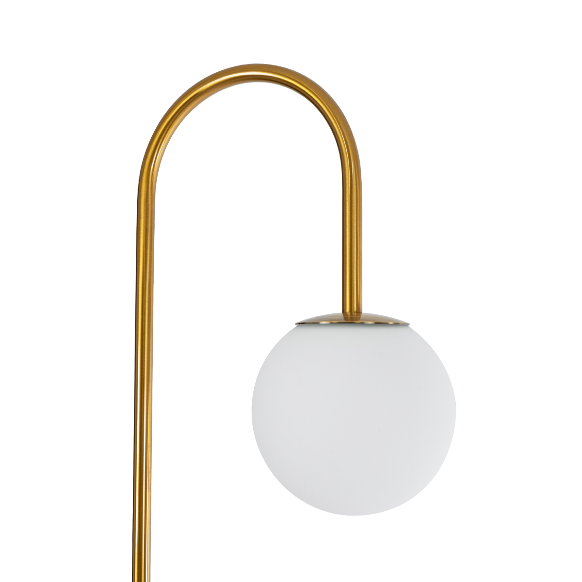 GloboStar® CORDELIA 02024 Μοντέρνο Επιδαπέδιο Φωτιστικό Μονόφωτο 1 x E27 IP20 Μαύρο & Χρυσό Αλουμίνιο, Λευκό Γυαλί με Μαύρο Μάρμαρο - Μ30 x Π38 x Υ180cm