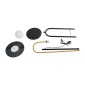 GloboStar® CORDELIA 02024 Μοντέρνο Επιδαπέδιο Φωτιστικό Μονόφωτο 1 x E27 IP20 Μαύρο & Χρυσό Αλουμίνιο, Λευκό Γυαλί με Μαύρο Μάρμαρο - Μ30 x Π38 x Υ180cm