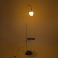 GloboStar® CORDELIA 02024 Μοντέρνο Επιδαπέδιο Φωτιστικό Μονόφωτο 1 x E27 IP20 Μαύρο & Χρυσό Αλουμίνιο, Λευκό Γυαλί με Μαύρο Μάρμαρο - Μ30 x Π38 x Υ180cm