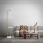 GloboStar® CORDELIA 02025 Μοντέρνο Επιδαπέδιο Φωτιστικό Μονόφωτο 1 x E27 IP20 Χρυσό Αλουμίνιο, Λευκό Γυαλί με Λευκό Μάρμαρο - Μ30 x Π38 x Υ180cm