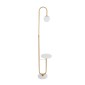 GloboStar® CORDELIA 02025 Μοντέρνο Επιδαπέδιο Φωτιστικό Μονόφωτο 1 x E27 IP20 Χρυσό Αλουμίνιο, Λευκό Γυαλί με Λευκό Μάρμαρο - Μ30 x Π38 x Υ180cm