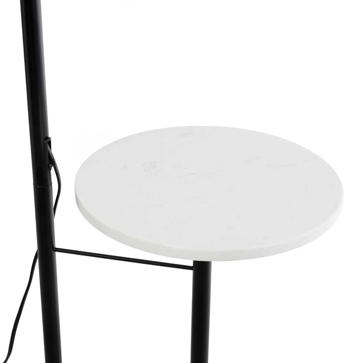 GloboStar® CORDELIA 02026 Μοντέρνο Επιδαπέδιο Φωτιστικό Μονόφωτο 1 x E27 IP20  - Μαύρο Αλουμίνιο, Λευκό Γυαλί με Λευκό Μάρμαρο - Μ30 x Π38 x Υ180cm
