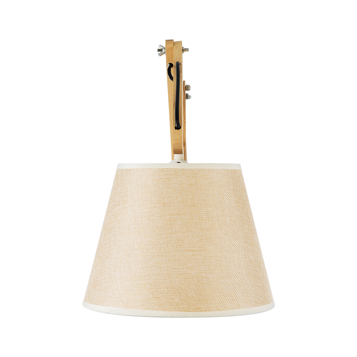 GloboStar® TALISHA 02028 Μοντέρνο Επιτοίχιο Φωτιστικό Απλίκα Μονόφωτο 1 x E27 IP20 Μπεζ Ξύλο με Μπεζ Ύφασμα - Μ100 x Π15 x Υ36cm