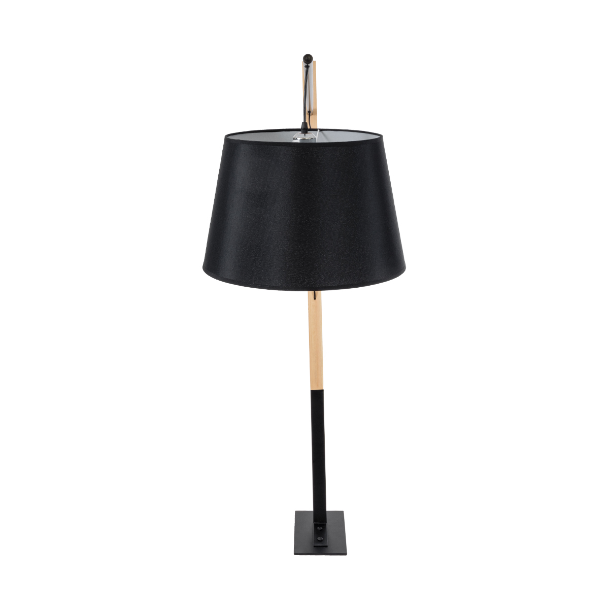 GloboStar® KELSIE 02029 Μοντέρνο Επιδαπέδιο Φωτιστικό Μονόφωτο 1 x E27 IP20 Μαύρο Μέταλλο, Μαύρο Ύφασμα με Μπεζ Ξύλο - Μ40 x Π125 x Υ140cm