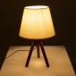 GloboStar® BIOKO 02031 Μοντέρνο Επιτραπέζιο Φωτιστικό Μονόφωτο 1 x E27 AC220-240V IP20 - Φ25 x Υ40cm - Καφέ Ξύλινο Σώμα με Μπεζ Πλεκτό Καπέλο - 5 Χρόνια Εγγύηση