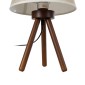 GloboStar® BIOKO 02031 Μοντέρνο Επιτραπέζιο Φωτιστικό Μονόφωτο 1 x E27 AC220-240V IP20 - Φ25 x Υ40cm - Καφέ Ξύλινο Σώμα με Μπεζ Πλεκτό Καπέλο - 5 Χρόνια Εγγύηση