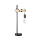 GloboStar® MINDELO 02032 Μοντέρνο Επιτραπέζιο Φωτιστικό Μονόφωτο 1 x E27 AC220-240V IP20 - Μ25 x Π15 x Υ60cm - Μαύρο Μεταλλικό Σώμα με Μπεζ Ξύλινη Βάση