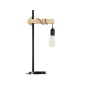 GloboStar® MINDELO 02032 Μοντέρνο Επιτραπέζιο Φωτιστικό Μονόφωτο 1 x E27 AC220-240V IP20 - Μ25 x Π15 x Υ60cm - Μαύρο Μεταλλικό Σώμα με Μπεζ Ξύλινη Βάση