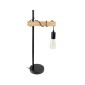 GloboStar® MINDELO 02032 Μοντέρνο Επιτραπέζιο Φωτιστικό Μονόφωτο 1 x E27 AC220-240V IP20 - Μ25 x Π15 x Υ60cm - Μαύρο Μεταλλικό Σώμα με Μπεζ Ξύλινη Βάση
