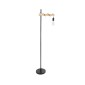 GloboStar® MINDELO 02033 Μοντέρνο Επιδαπέδιο Φωτιστικό Μονόφωτο 1 x E27 IP20 Μαύρο Μέταλλο με Μπεζ Ξύλο - Μ35 x Π24 x Υ150cm