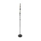 GloboStar® MINDELO 02034 Μοντέρνο Επιδαπέδιο Φωτιστικό Μονόφωτο 2 x E27 IP20 Μαύρο Μέταλλο με Μπεζ Ξύλο - Μ40 x Π24 x Υ175cm