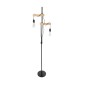GloboStar® MINDELO 02034 Μοντέρνο Επιδαπέδιο Φωτιστικό Μονόφωτο 2 x E27 IP20 Μαύρο Μέταλλο με Μπεζ Ξύλο - Μ40 x Π24 x Υ175cm