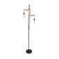 GloboStar® MINDELO 02034 Μοντέρνο Επιδαπέδιο Φωτιστικό Μονόφωτο 2 x E27 IP20 Μαύρο Μέταλλο με Μπεζ Ξύλο - Μ40 x Π24 x Υ175cm