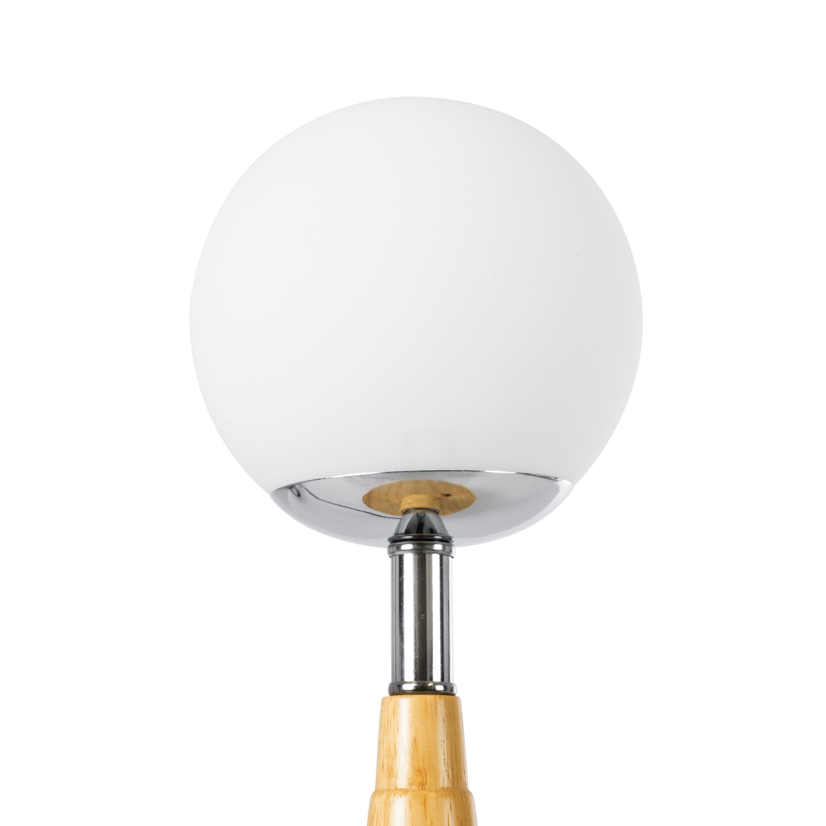 GloboStar® COVE 02036 Μοντέρνο Επιτραπέζιο Φωτιστικό Μονόφωτο 1 x E27 AC220-240V IP20 - Φ12 x Υ25cm - Μπεζ Ξύλινο & Γυάλινη Γαλακτερή Μπάλα