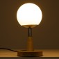 GloboStar® COVE 02036 Μοντέρνο Επιτραπέζιο Φωτιστικό Μονόφωτο 1 x E27 AC220-240V IP20 - Φ12 x Υ25cm - Μπεζ Ξύλινο & Γυάλινη Γαλακτερή Μπάλα